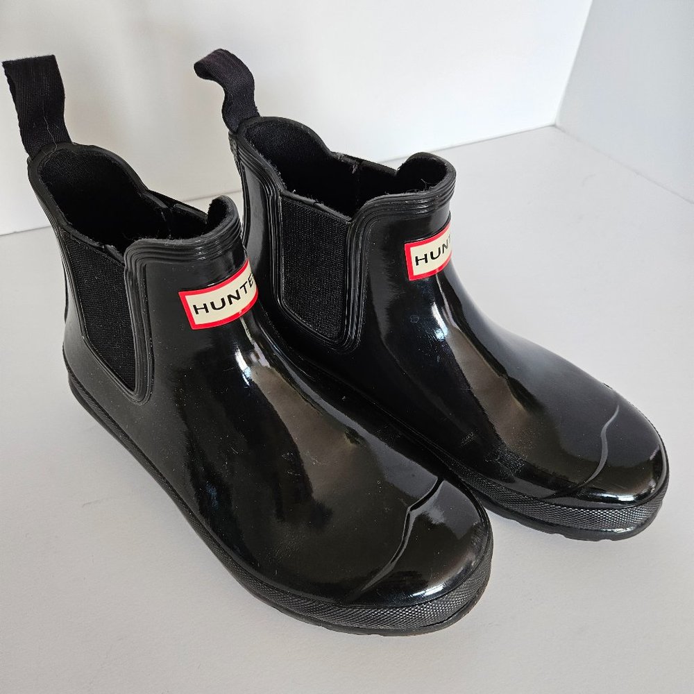 hunter Chelsea boots gloss black LIKE NEW